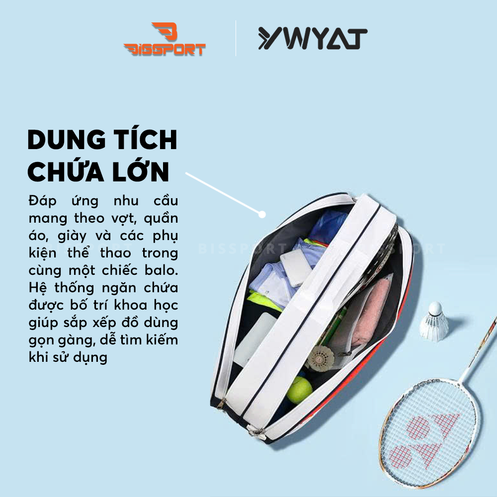 Túi Cầu Lông YWYAT C309 Chính Hãng - Trắng Cam - 2 Chính 2 Ngăn Phụ - Ngăn Để Giày - Chắc Chắn - Tiện Lợi - Dung Tích Chứa Lớn